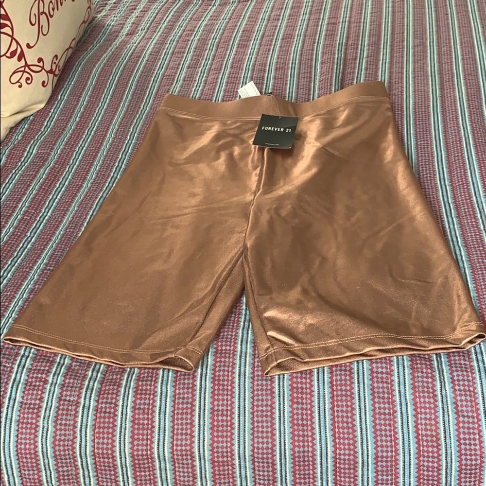 Forever 21 Light Pink Metallic Bike Shorts